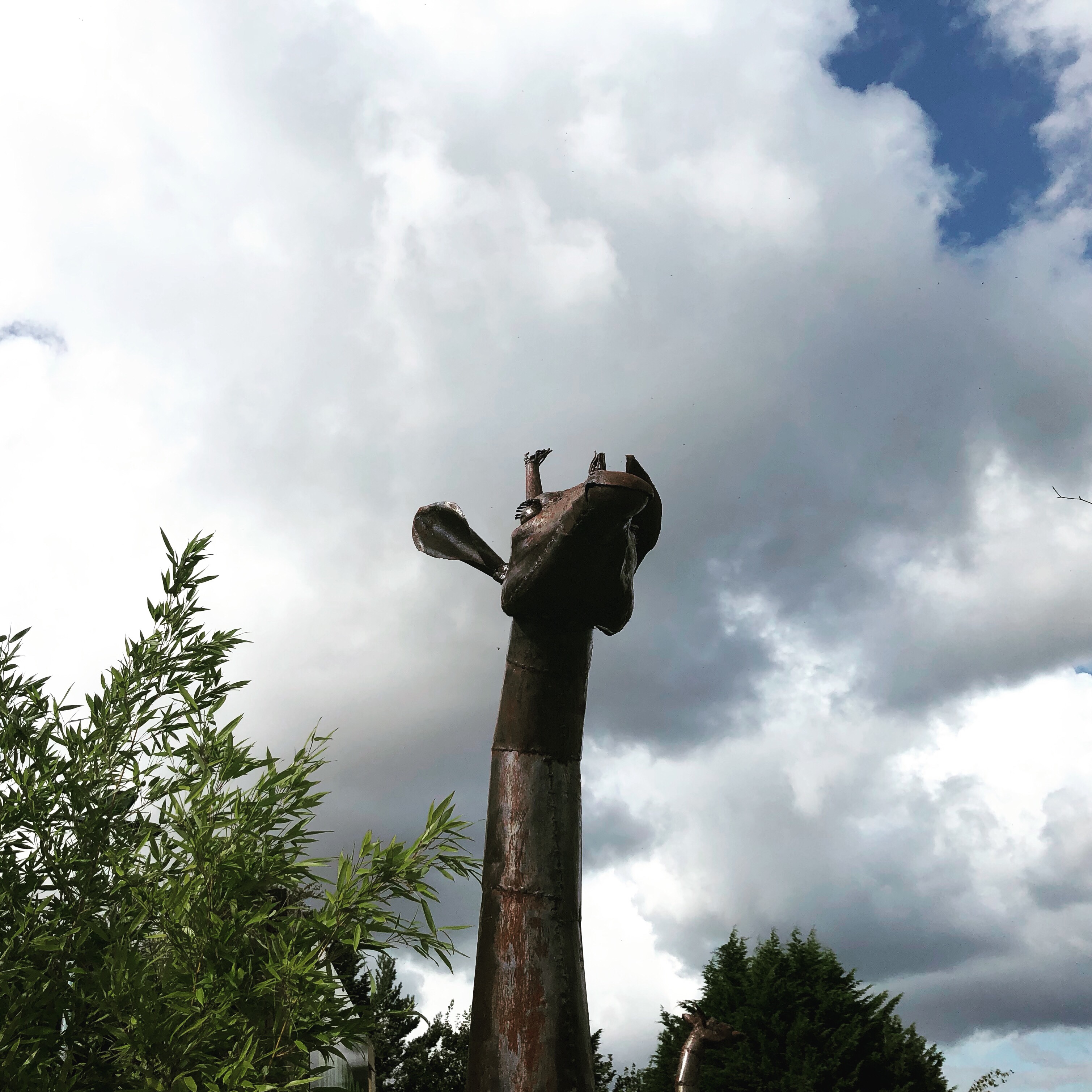 A giraffe made of iron at cherry hill garden centre near Middlesbrough